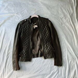 Michael Kors Brown Quilted Leather Jacket